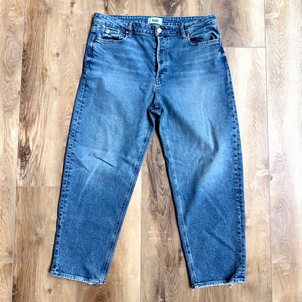 PAIGE Alexis Barrel Leg Jeans Lovejoy Distressed Women's 33 High Waist Baggy